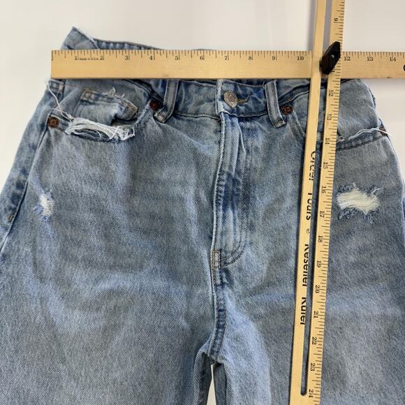 Zara Jeans Womens 2 EUR 34 Light Blue Distressed Ripped Straight Leg Frayed Hem - Picture 7 of 9
